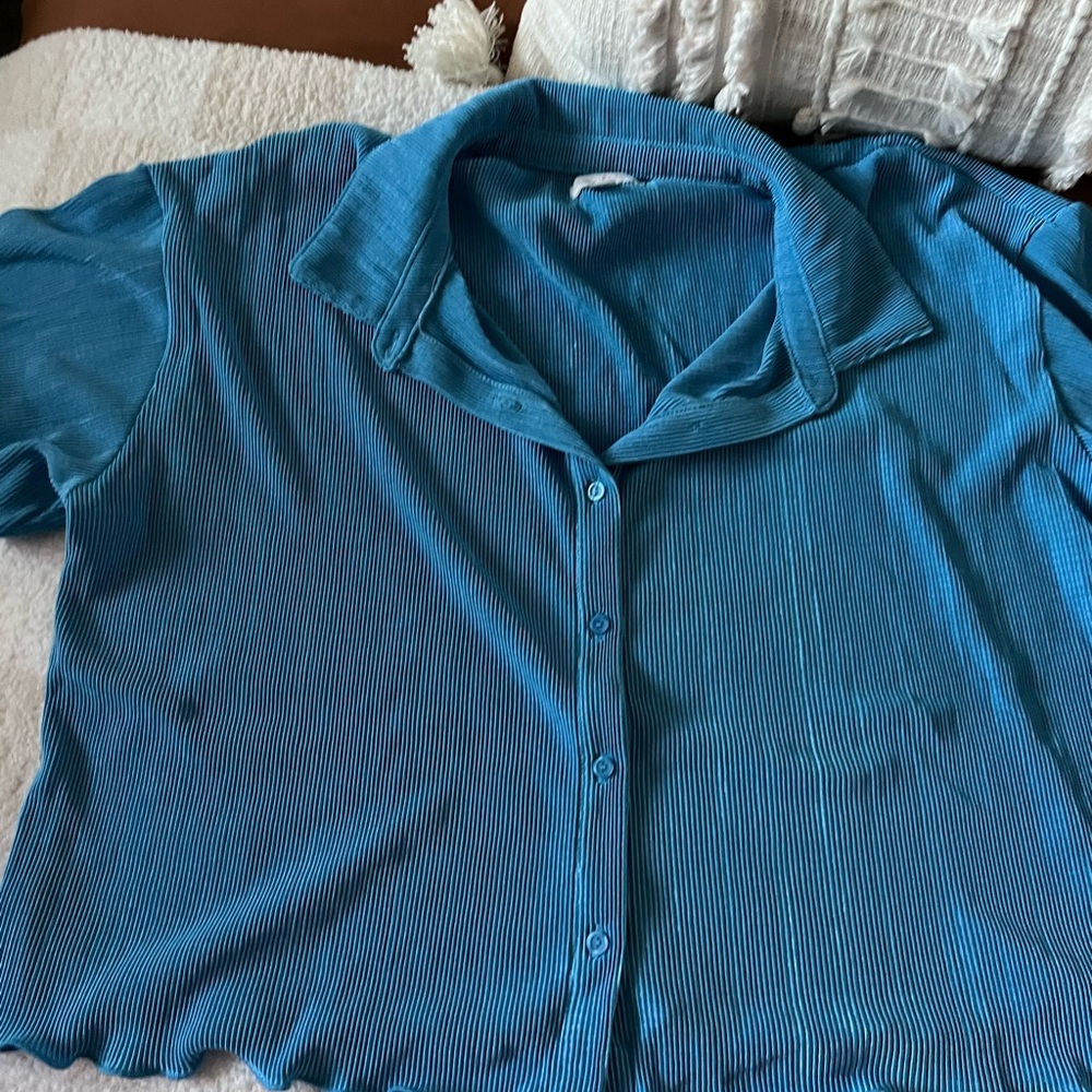 Colsie Blue Ribbed Pajama Set - Picture 4 of 6